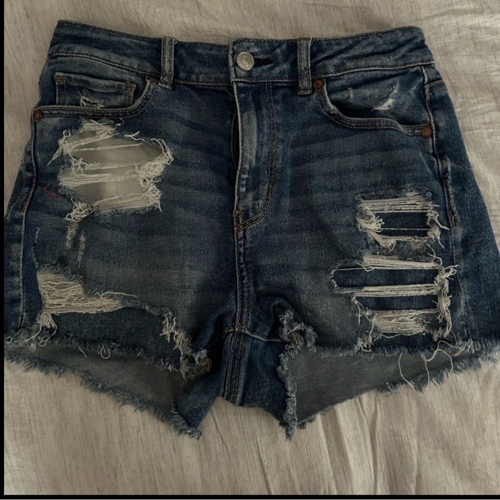 American EagleStretch Denim Mom Shorts Medium Indigo AE